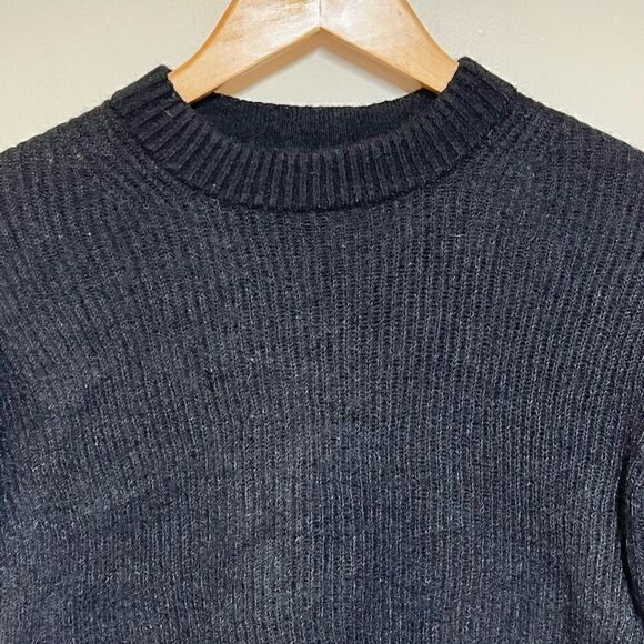 Quince Alpaca Wool Blend Crop Crewneck black sweater Sz S/M - Picture 7 of 9
